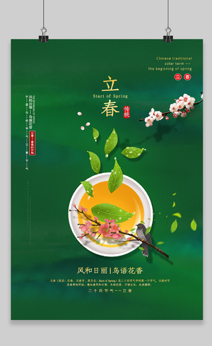 绿色简约二十四节气立春节气宣传海报