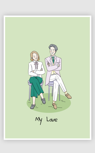 情人节手绘插画情侣爱心人物活动海报插图模板专题ai矢量设计素材