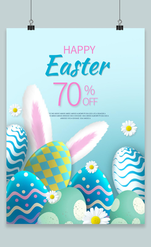 复活节彩蛋兔子宣传海报复活节产品促销海报素材 11