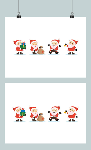卡通圣诞老人圣诞节平安夜人物形象合集套图