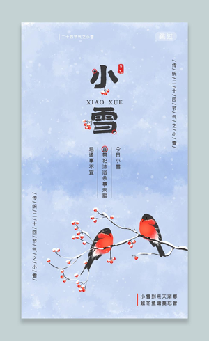 简约小雪传统节气ui手机海报