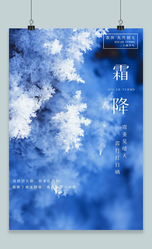 梦幻冰冻中国二十四节气霜降海报