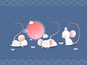 鼠年2020新年春节元旦可爱卡通小老鼠卡通清新矢量AI设计素材海报