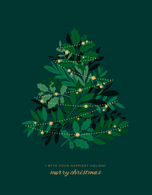 圣诞节新年2022圣诞树手绘叶子树植物装饰背景