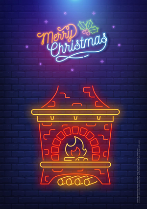 霓虹灯圣诞节酒吧庆祝夜店招牌灯带效果海报