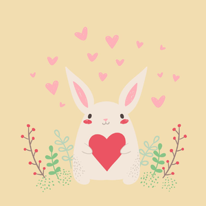 兔子 心 动物 宠物 哺乳动物 可爱的 情人节 明信片