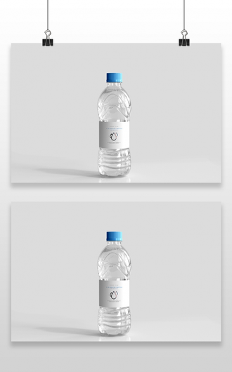 透明塑料瓶矿泉水瓶饮料瓶苏打水瓶子效果图智能贴图PSD样机