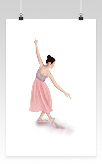 手绘卡通女孩人物跳芭蕾舞元素PNG素材