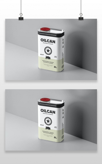 食用油罐金属罐包装效果图展示VI智能贴图PSD样机