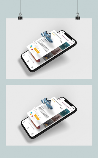 iPhoneX手机APP页面UI界面设计效果3D分层展示包装贴图样机