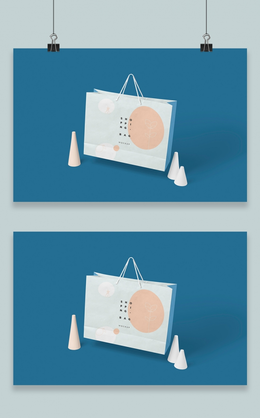 手提袋购物袋纸袋展示效果图面包环保袋智能贴图样机 8