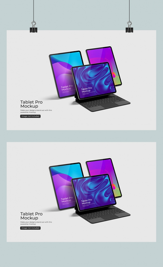 ipad pro平板电脑UI设计展示效果图VI智能贴图PSD样机