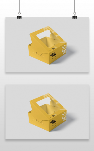 开天窗纸盒蛋糕甜点包装盒效果图展示VI智能贴图PSD样机