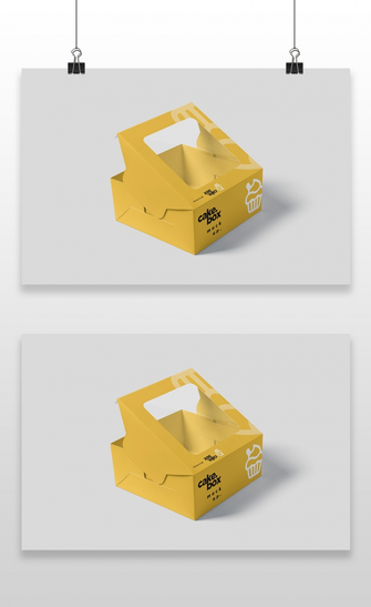 开天窗纸盒蛋糕甜点包装盒效果图展示VI智能贴图PSD样机
