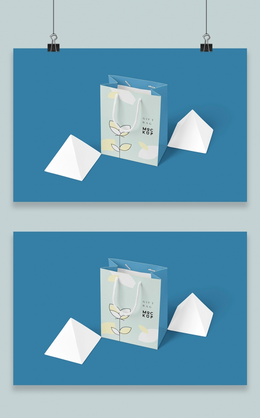 手提袋购物袋纸袋展示效果图面包环保袋智能贴图样机 10