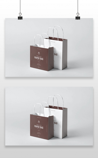 纸袋手提袋商场购物袋效果图展示VI智能贴图PSD样机提案