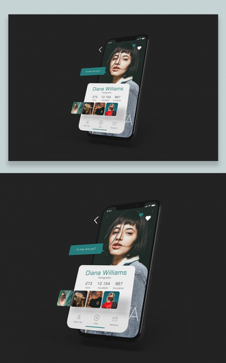 iPhoneX手机APP页面UI界面设计效果3D分层展示包装贴图样机 3