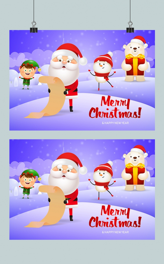 通萌系圣诞节圣诞老人可爱动物圣诞节礼物矢量插画