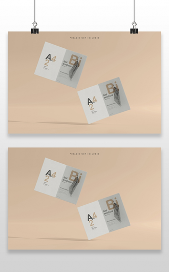 A4两折页广告宣传贺卡效果图展示VI智能贴图PSD样机