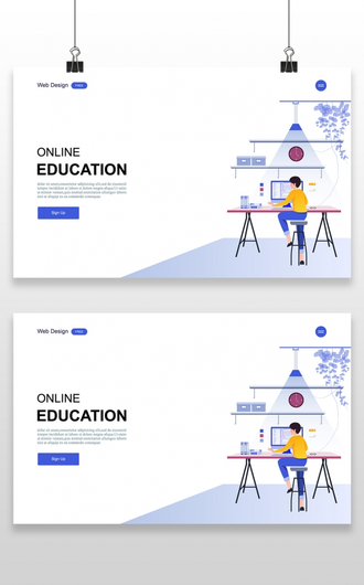 扁平线上教育互动交流学习购物团队合作网页UI插画