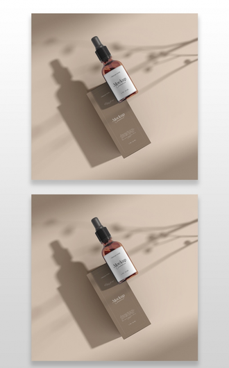 滴管瓶精华护肤品包装纸盒效果图展示VI智能贴图PSD样机