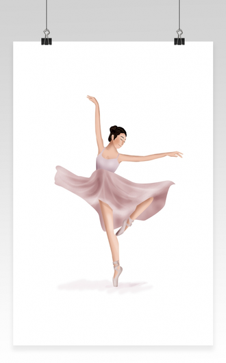 穿着紫色芭蕾舞裙跳舞的芭蕾舞女孩舞蹈人物元素