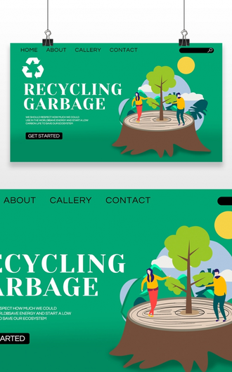 垃圾分类地球环境保护场景人物人插画网站登录页