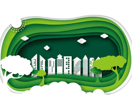 手绘剪纸风城市建筑地标绿色环保镂空剪影插画海报EPS矢量素材