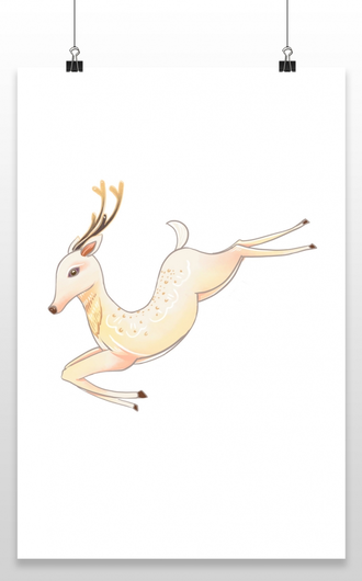 国潮敦煌壁画神话仙鹿麋鹿白鹿国风插画装饰元素