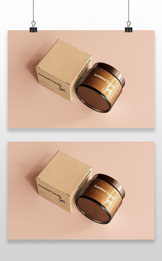 香薰蜡烛包装瓶盒品牌效果图展示VI智能贴图PSD样机